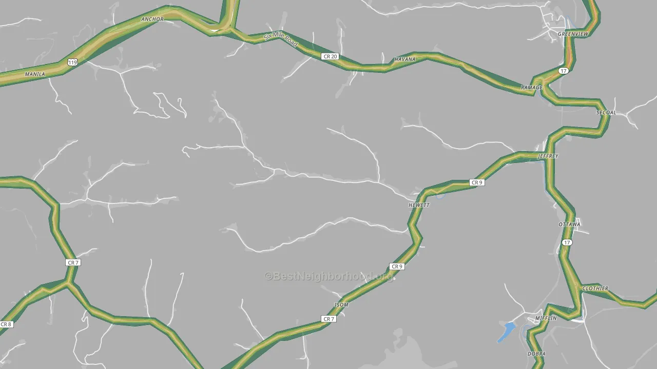 25108, WV Map of Noise Levels in 25108