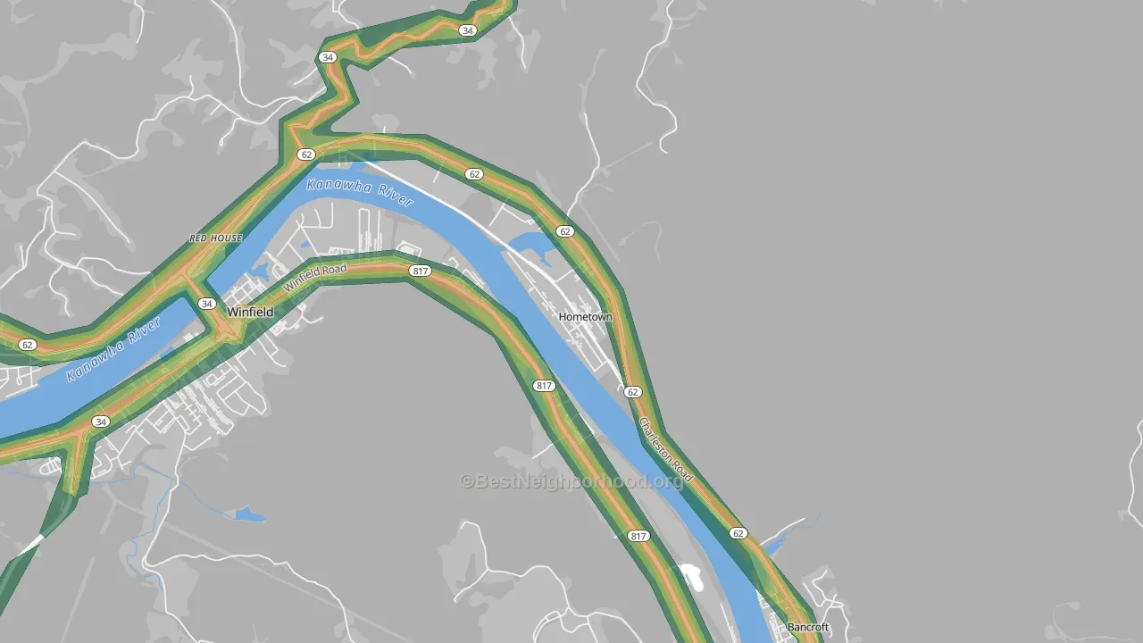 25109, WV Map of Noise Levels in 25109