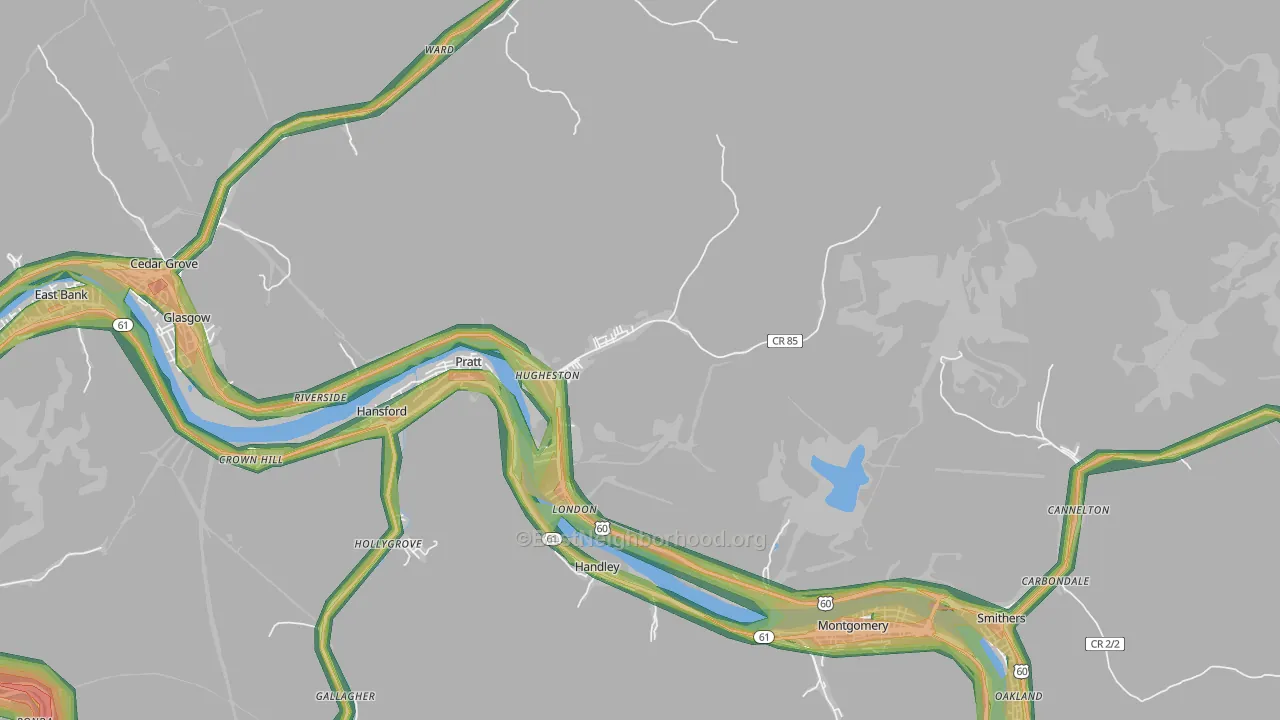 25110, WV Map of Noise Levels in 25110