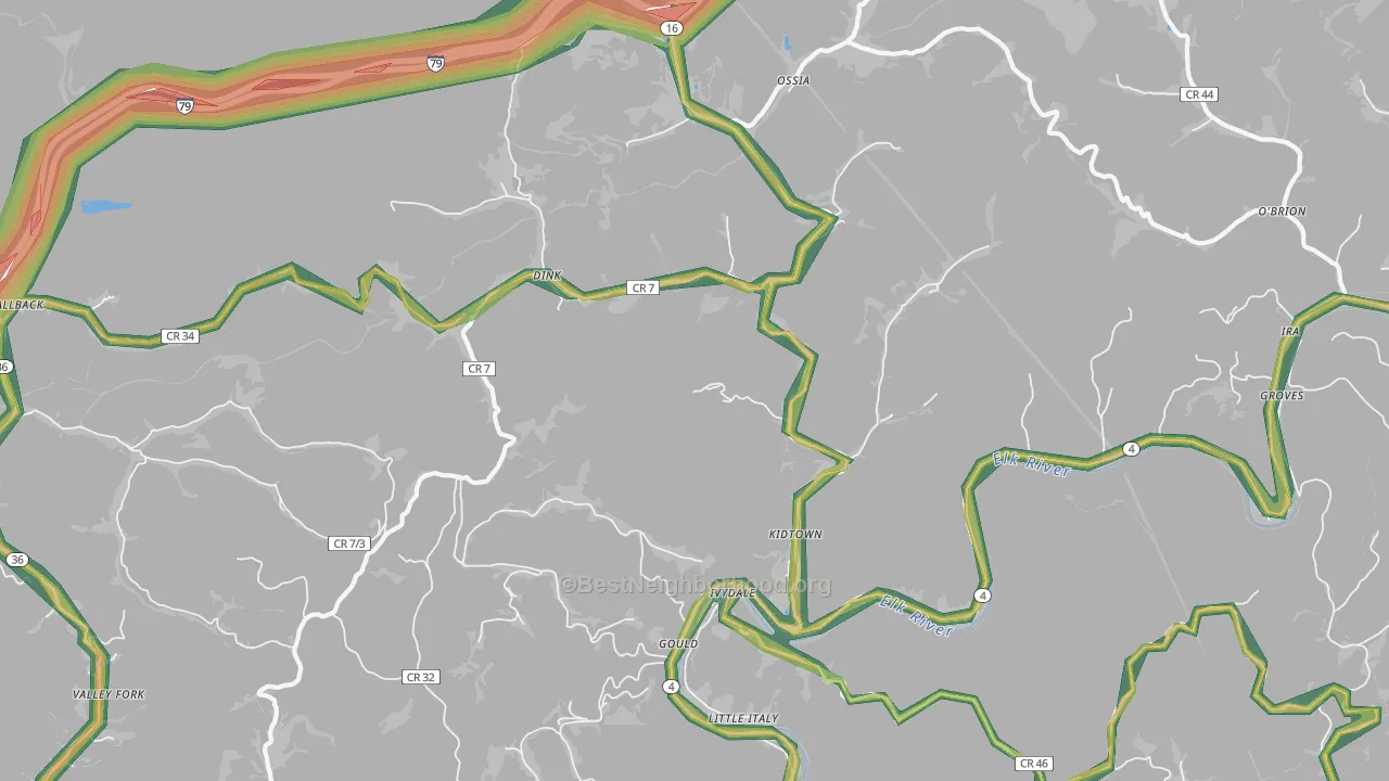 25113, WV Map of Noise Levels in 25113