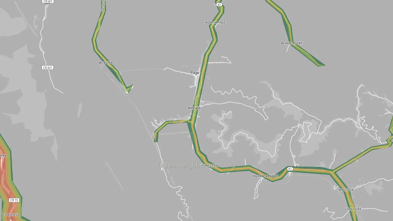 25119, WV Map of Noise Levels in 25119