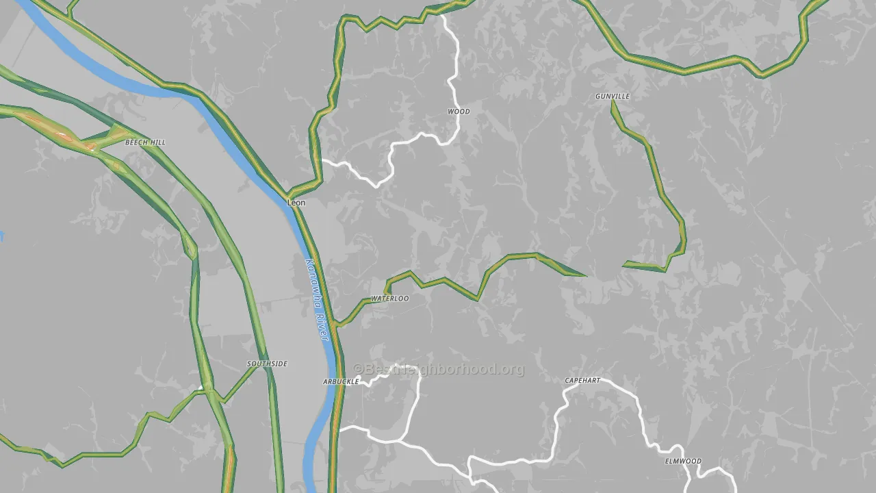 25123, WV Map of Noise Levels in 25123