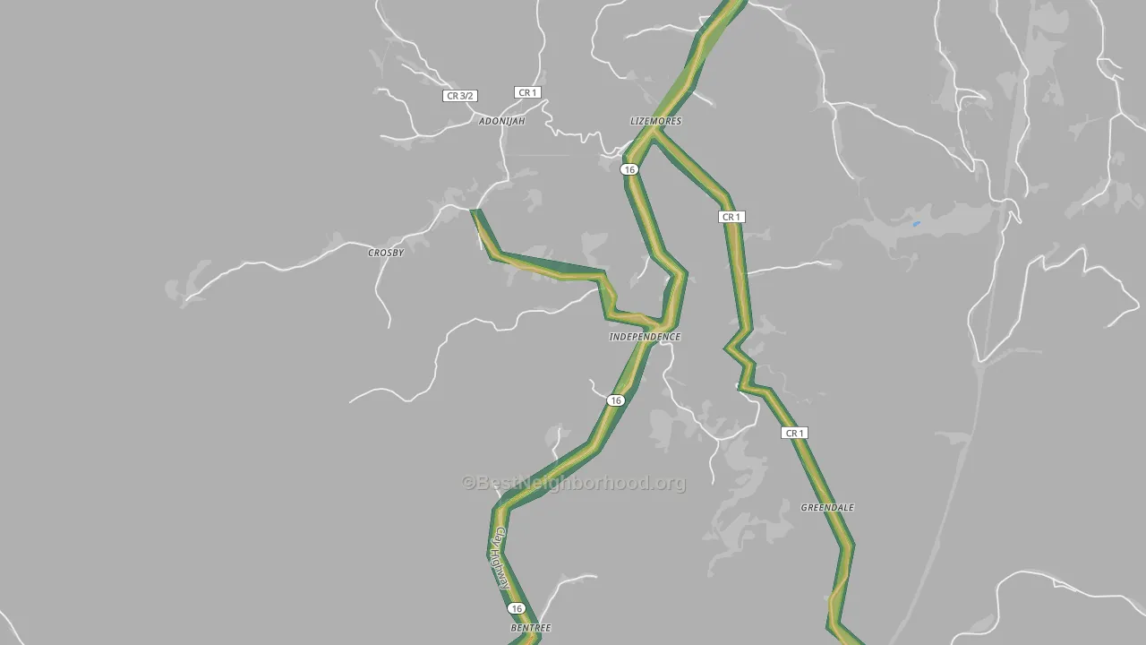 25125, WV Map of Noise Levels in 25125