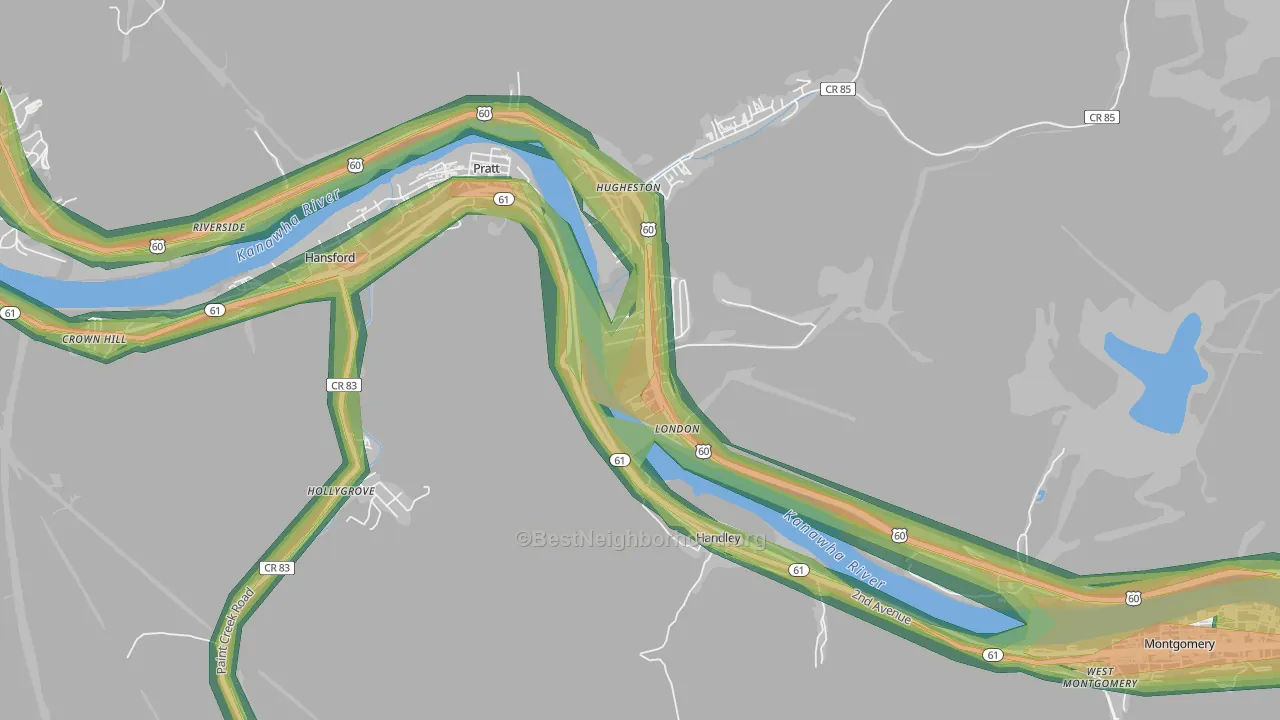 25126, WV Map of Noise Levels in 25126