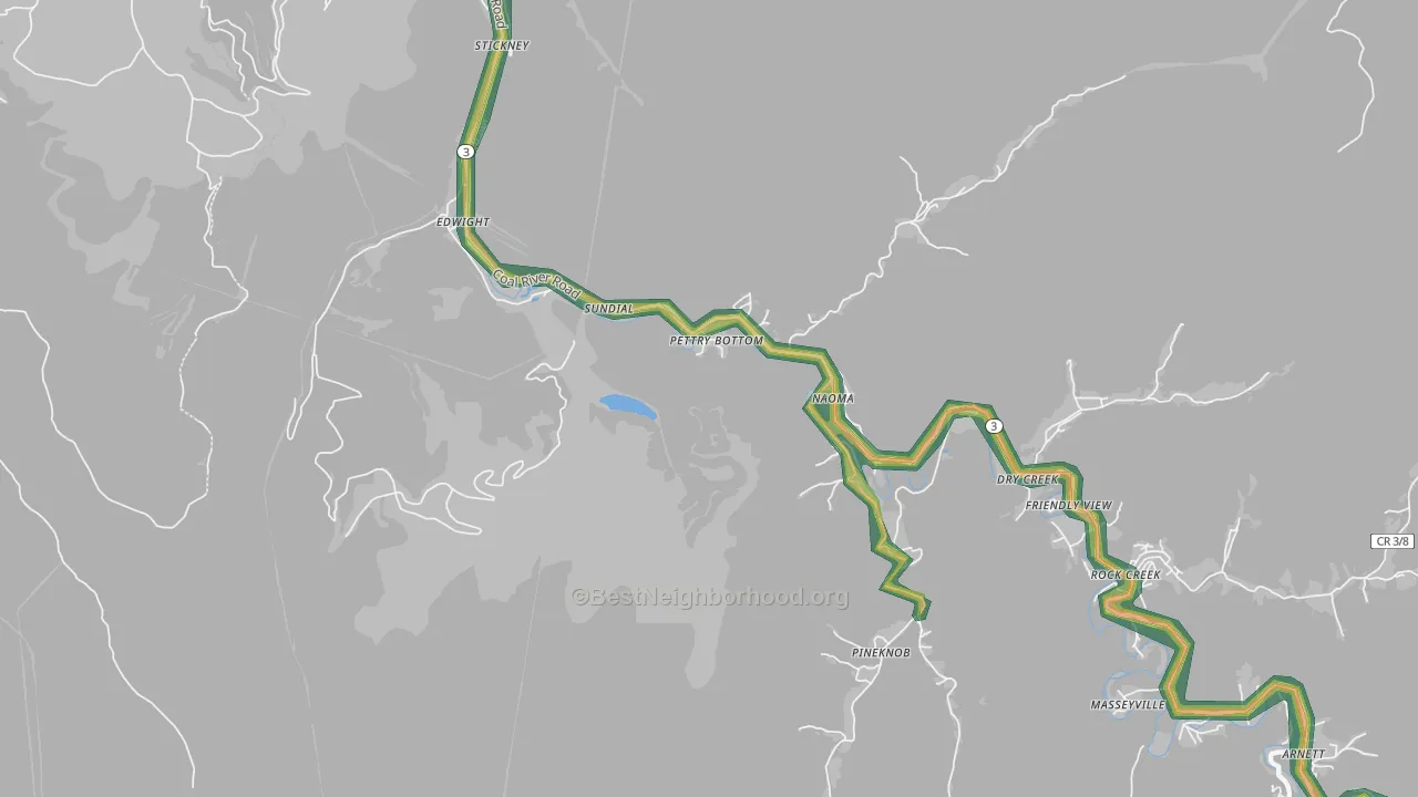 25140, WV Map of Noise Levels in 25140