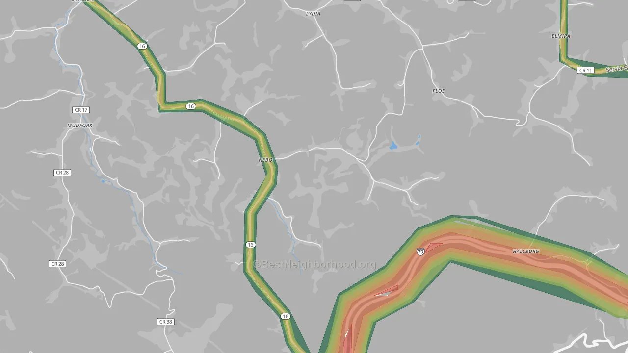25141, WV Map of Noise Levels in 25141
