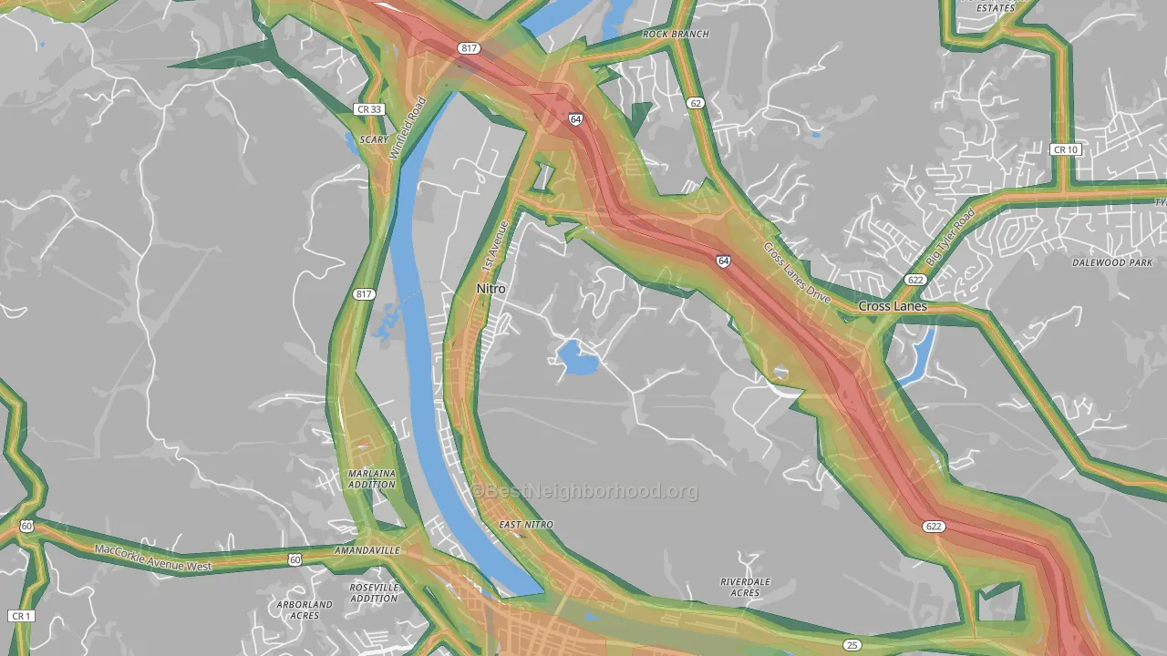 25143, WV Map of Noise Levels in 25143