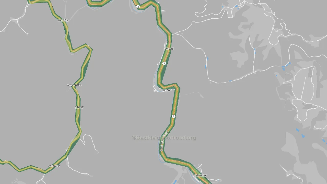 25148, WV Map of Noise Levels in 25148