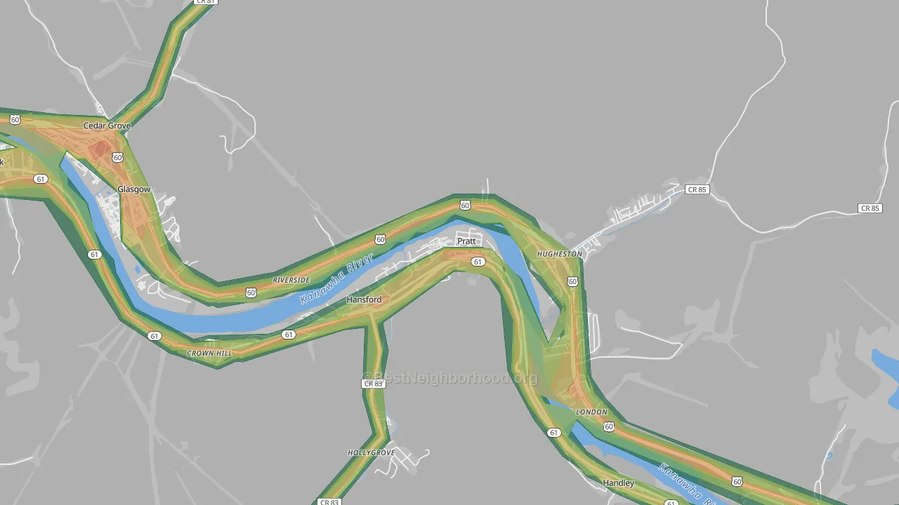25162, WV Map of Noise Levels in 25162
