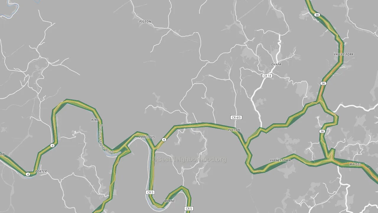 25164, WV Map of Noise Levels in 25164