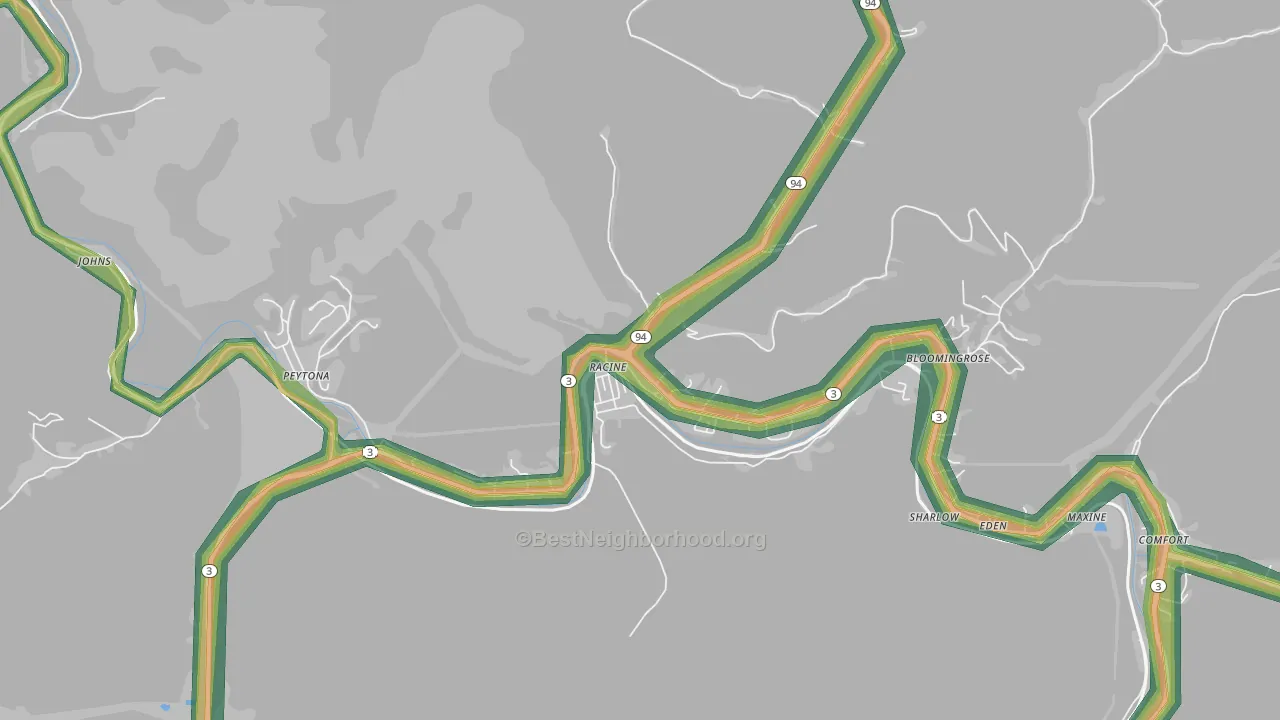 25165, WV Map of Noise Levels in 25165