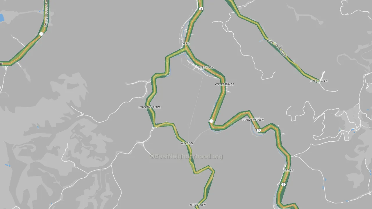 25181, WV Map of Noise Levels in 25181