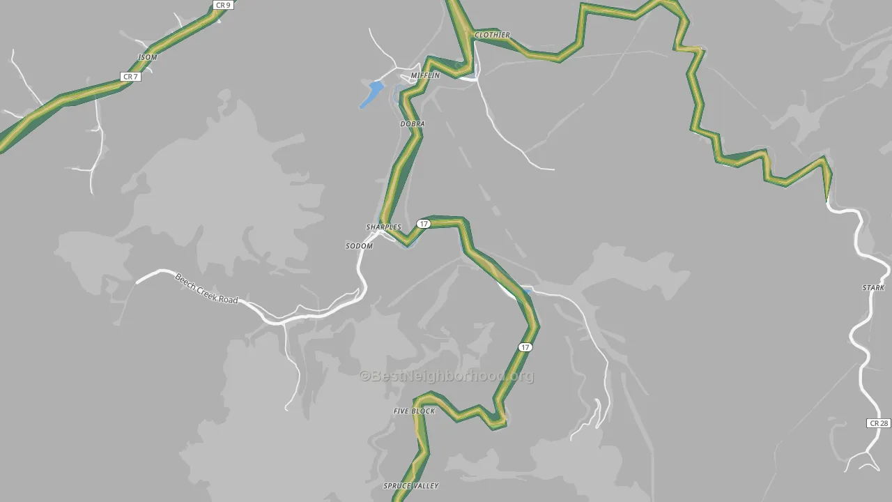 25183, WV Map of Noise Levels in 25183