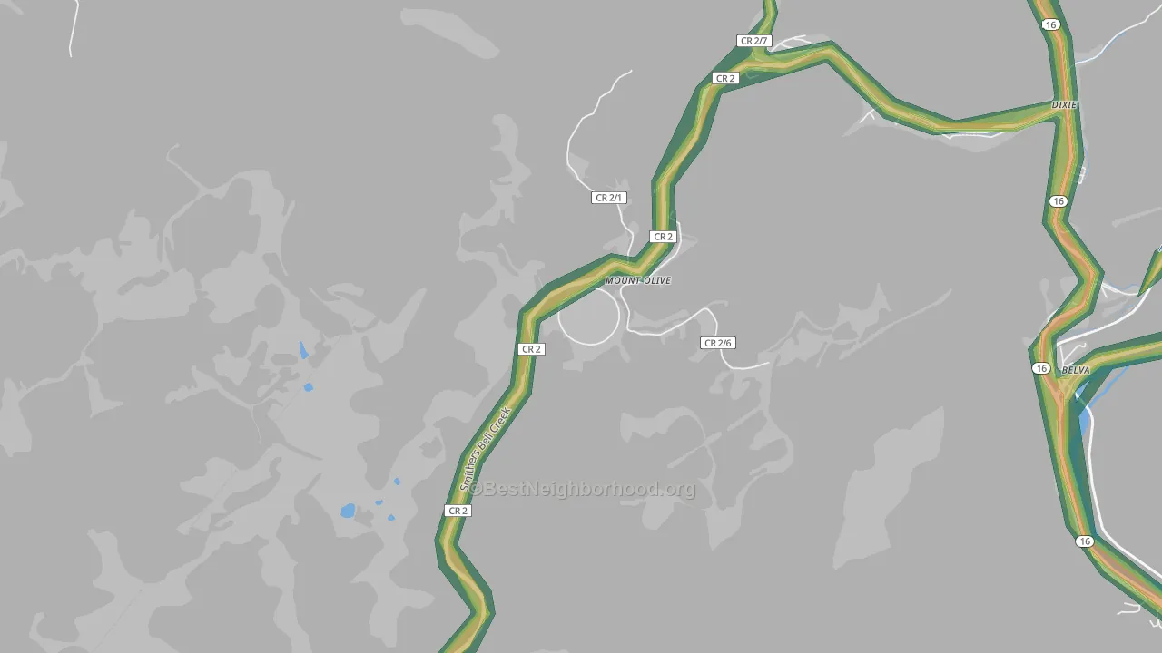 25185, WV Map of Noise Levels in 25185