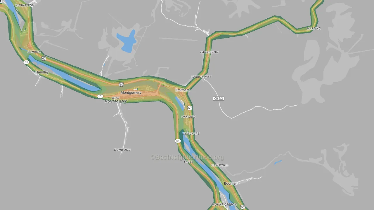 25186, WV Map of Noise Levels in 25186