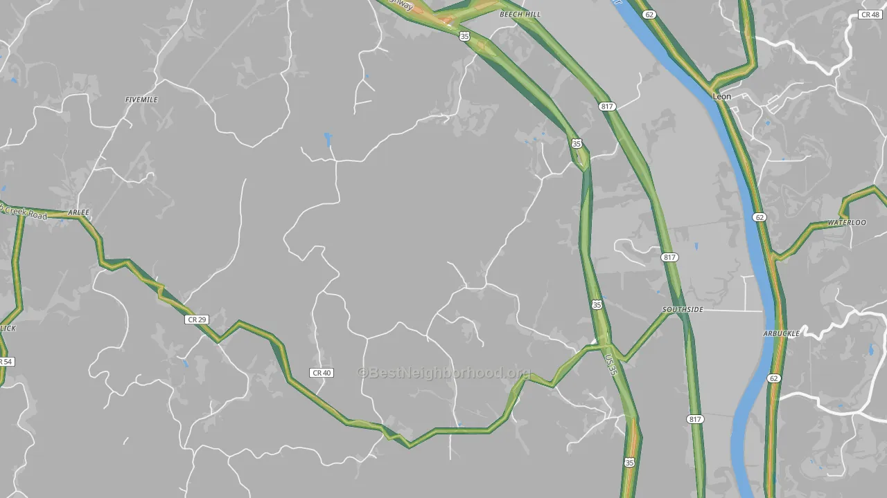 25187, WV Map of Noise Levels in 25187