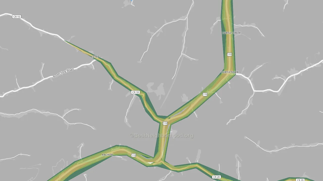 25203, WV Map of Noise Levels in 25203