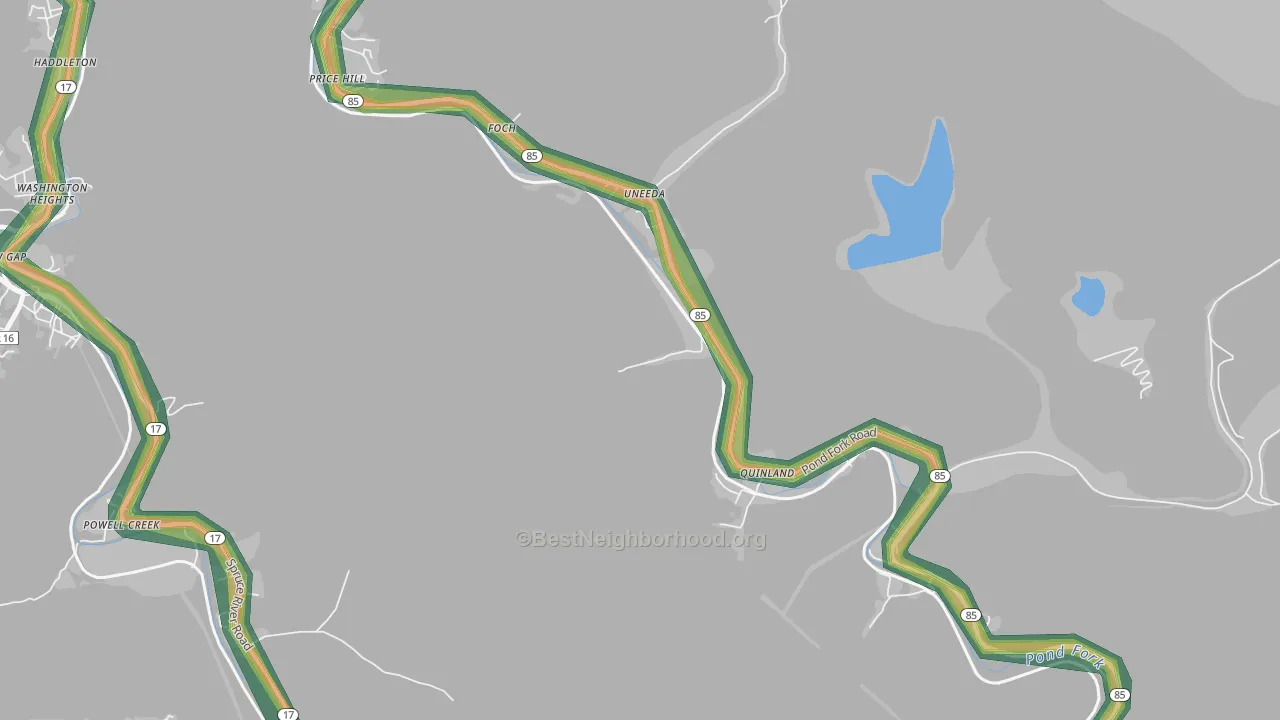 25205, WV Map of Noise Levels in 25205