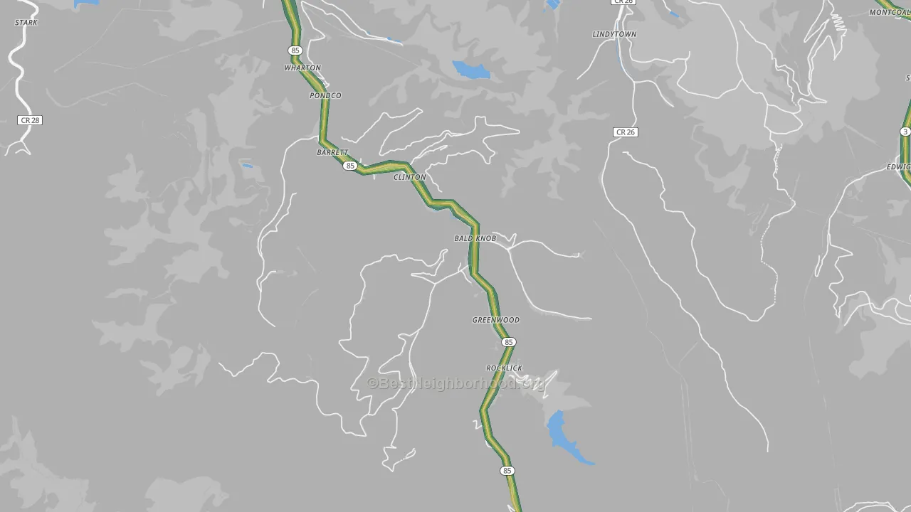 25208, WV Map of Noise Levels in 25208