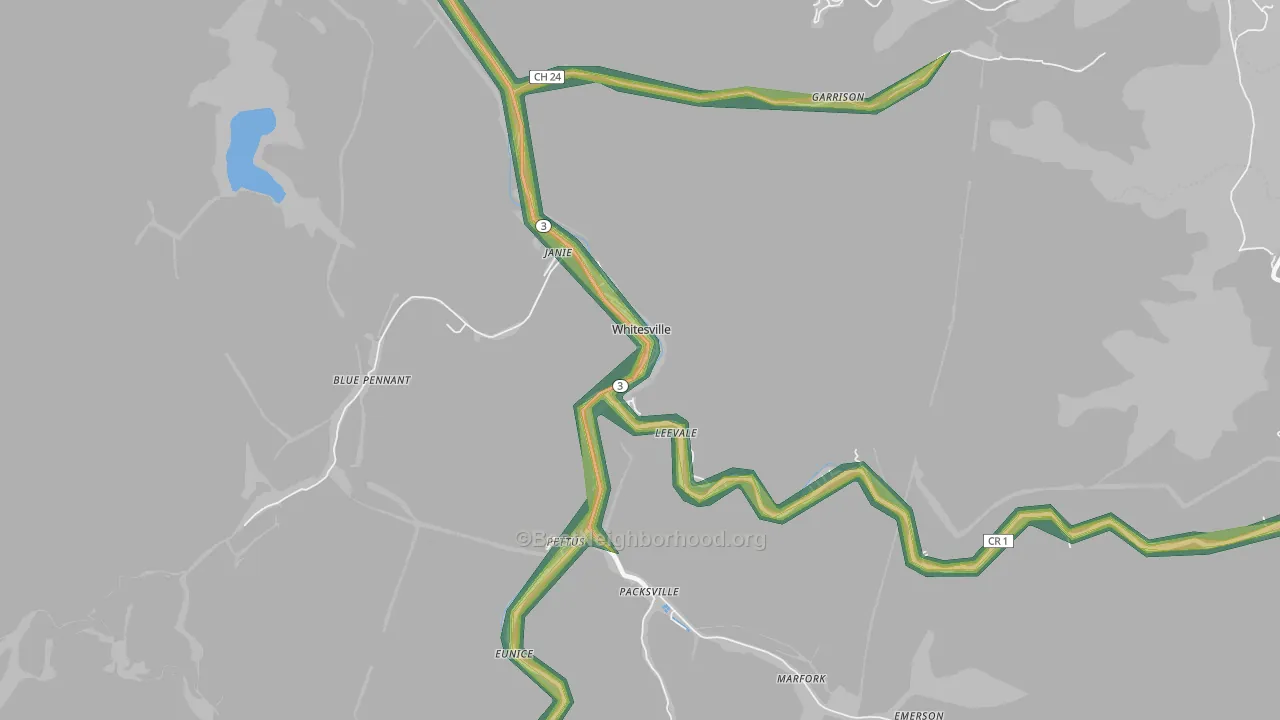 25209, WV Map of Noise Levels in 25209