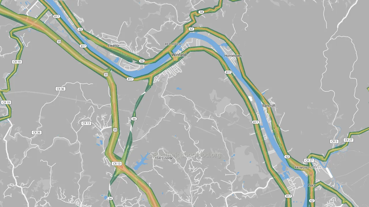 25213, WV Map of Noise Levels in 25213