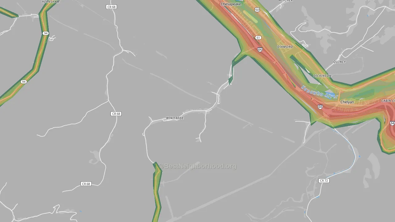 25214, WV Map of Noise Levels in 25214