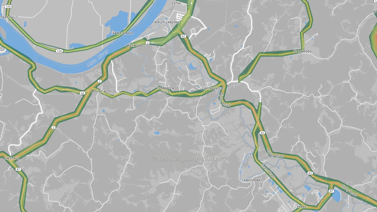 25239, WV Map of Noise Levels in 25239