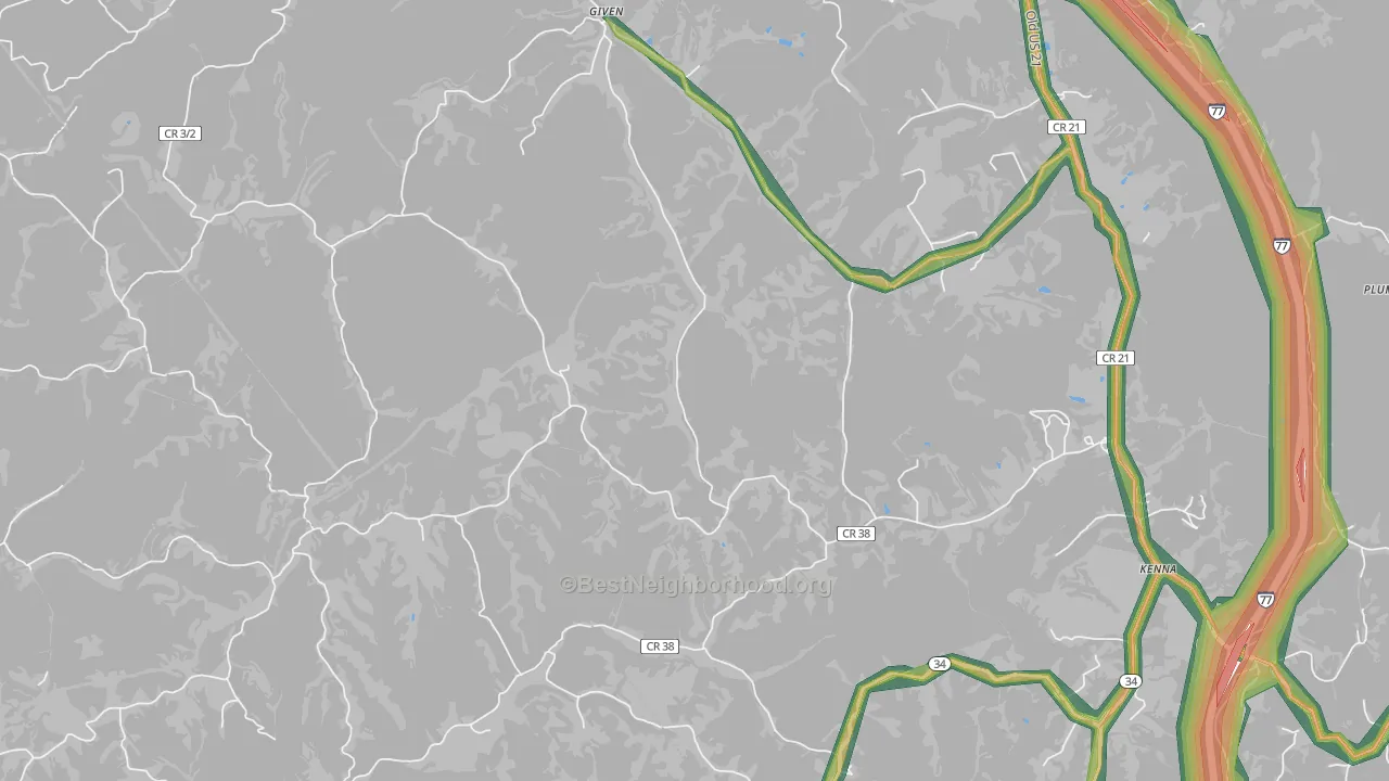 25245, WV Map of Noise Levels in 25245