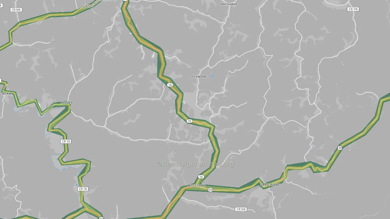 25261, WV Map of Noise Levels in 25261