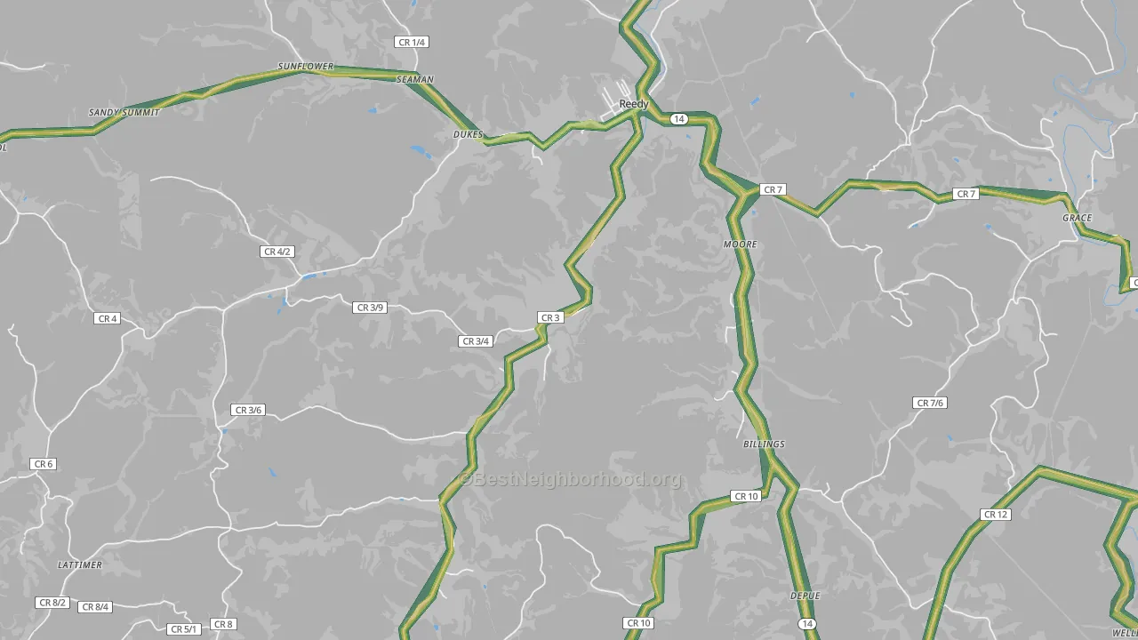 25270, WV Map of Noise Levels in 25270