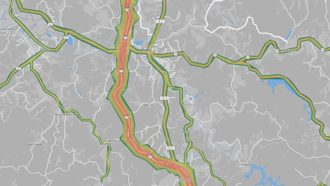 25271, WV Map of Noise Levels in 25271