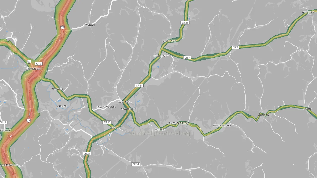 25275, WV Map of Noise Levels in 25275