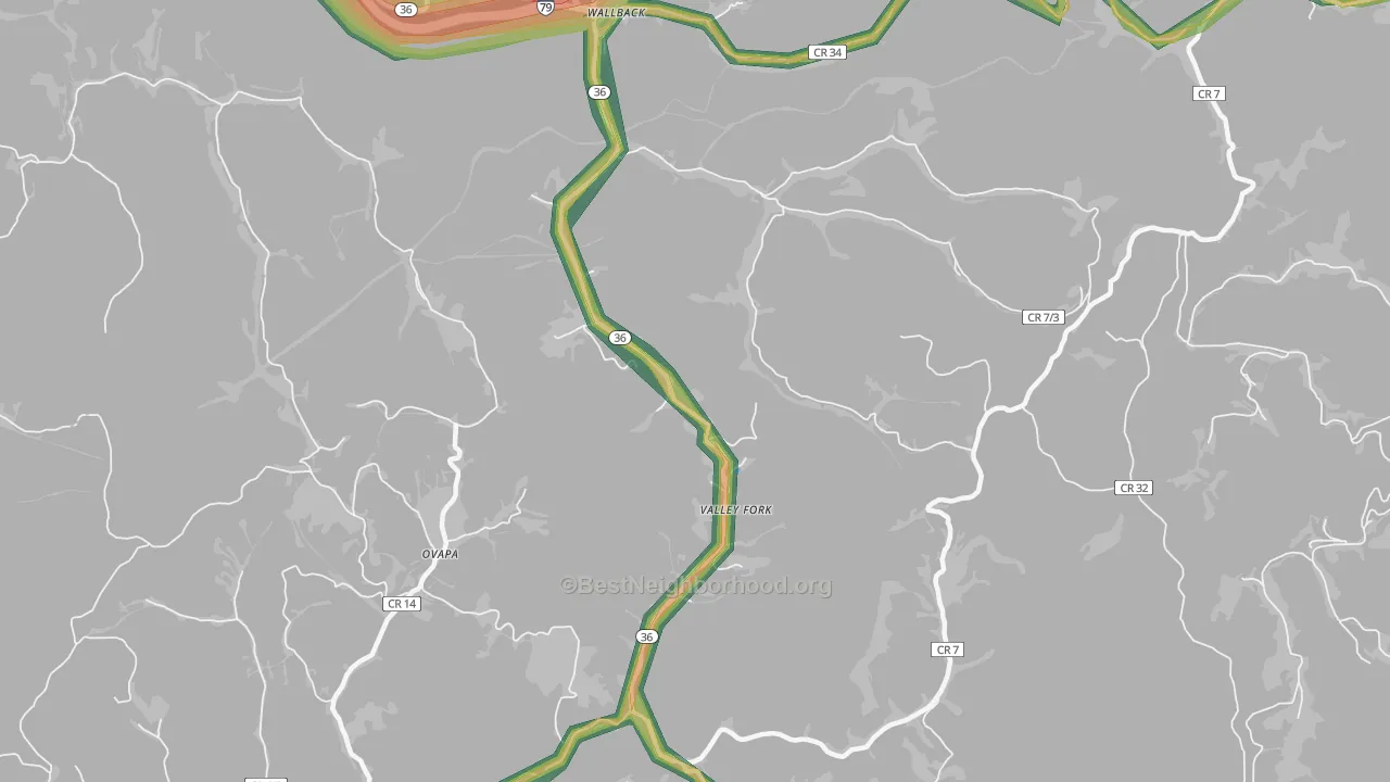 25285, WV Map of Noise Levels in 25285