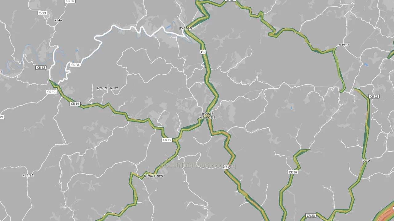 25286, WV Map of Noise Levels in 25286