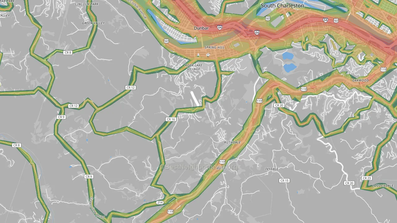 25309, WV Map of Noise Levels in 25309