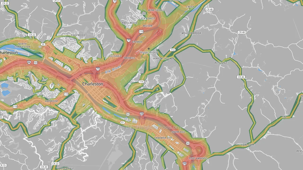 25311, WV Map of Noise Levels in 25311