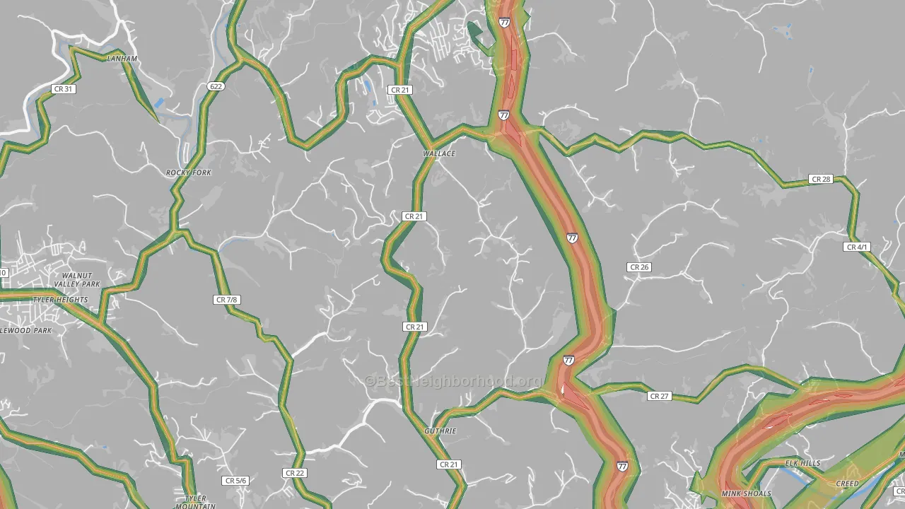 25312, WV Map of Noise Levels in 25312