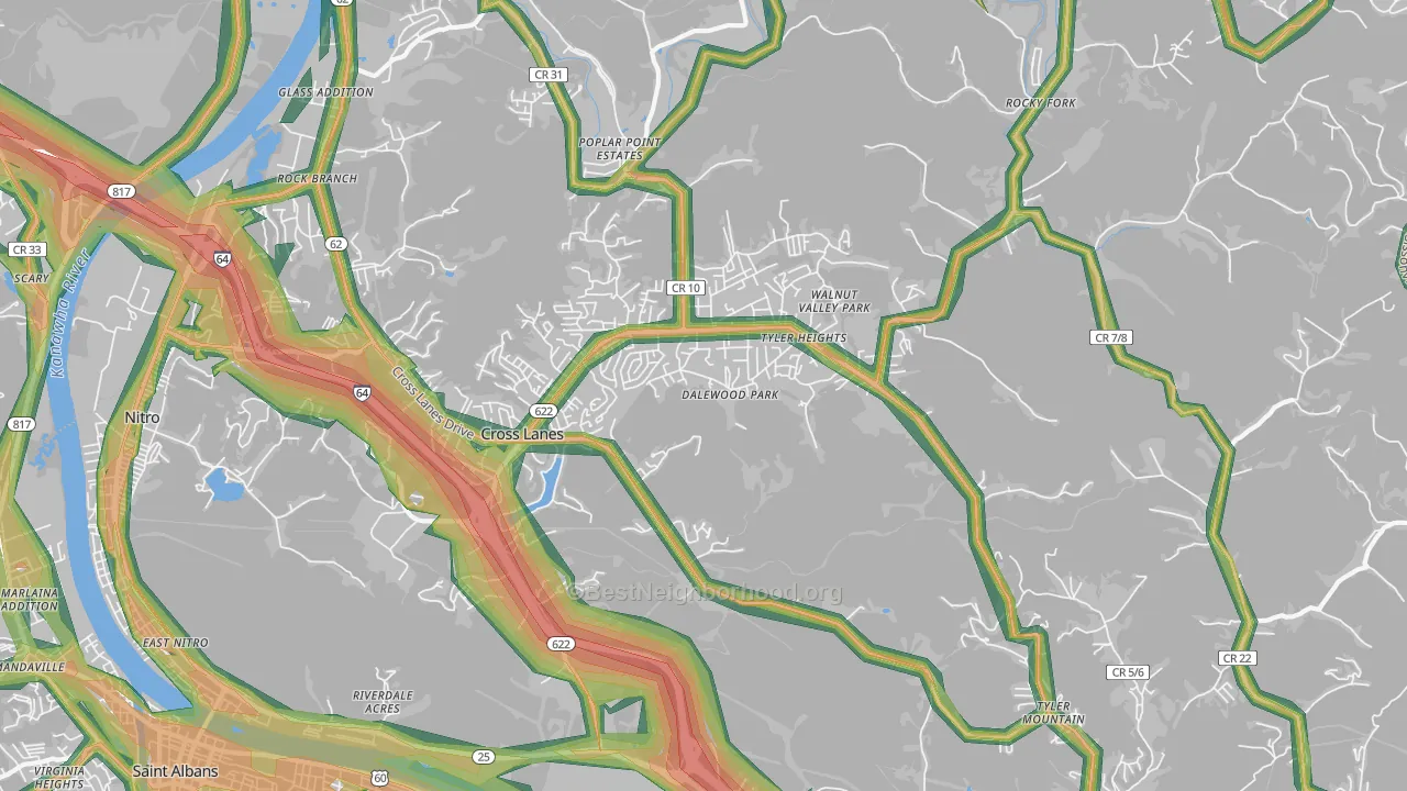 25313, WV Map of Noise Levels in 25313