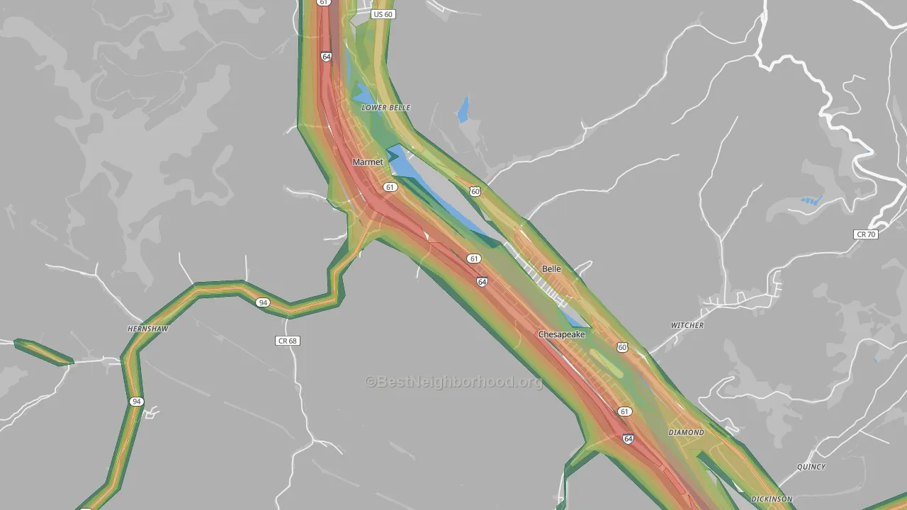 25315, WV Map of Noise Levels in 25315