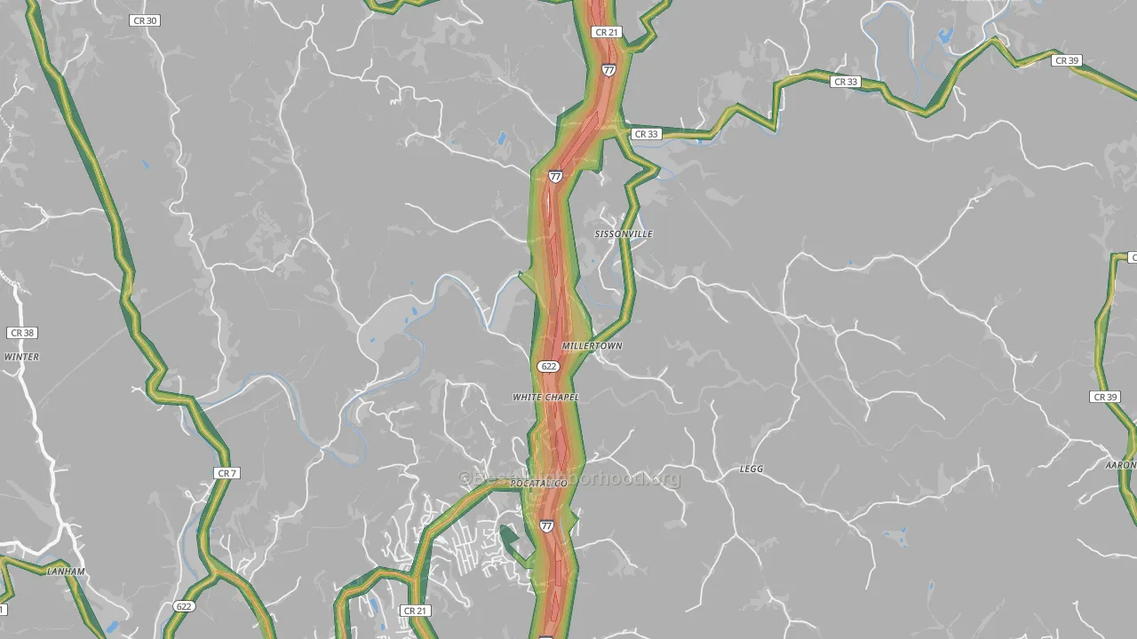 25320, WV Map of Noise Levels in 25320