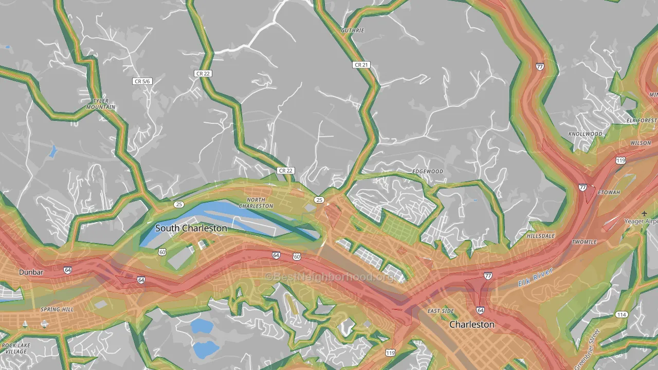 25387, WV Map of Noise Levels in 25387