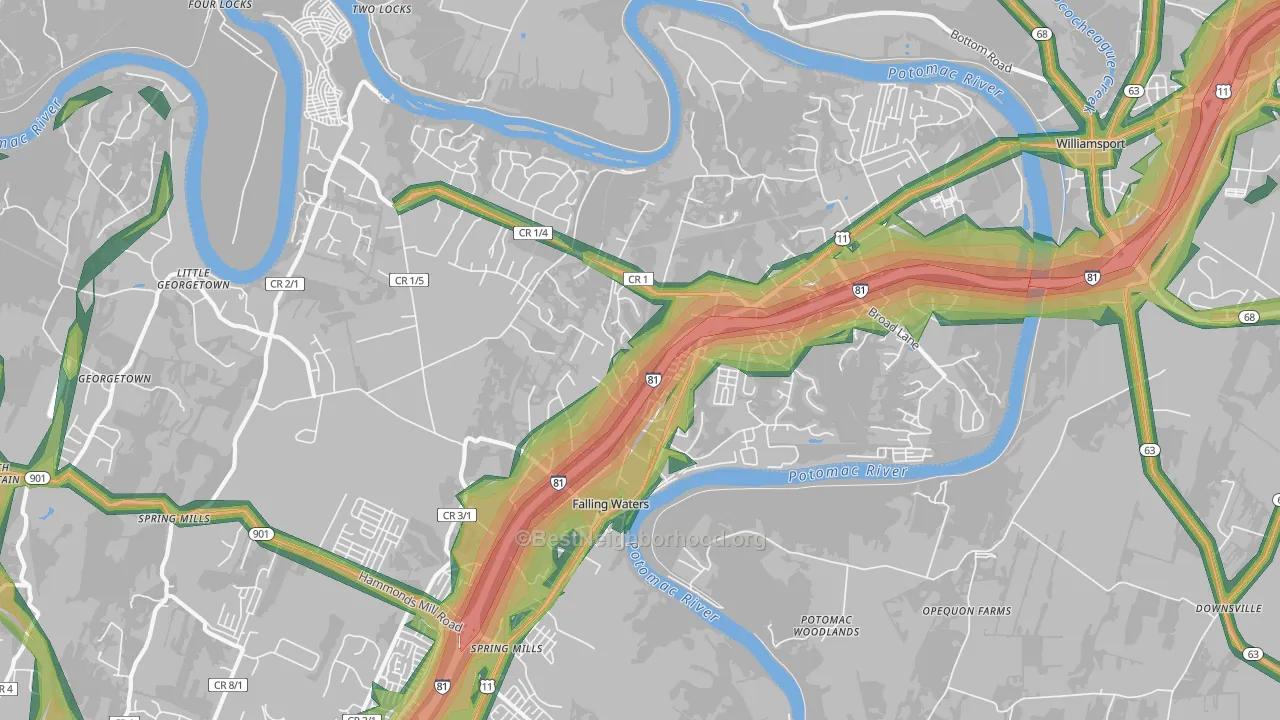 25419, WV Map of Noise Levels in 25419