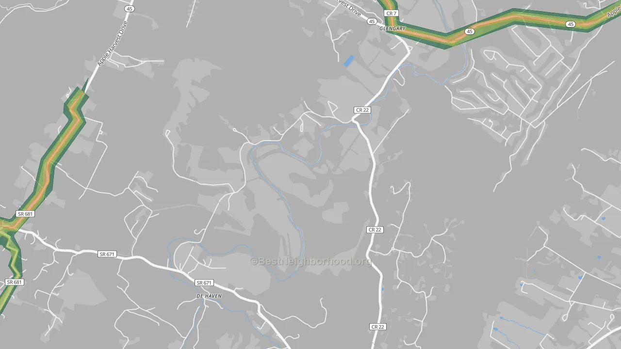 25421, WV Map of Noise Levels in 25421