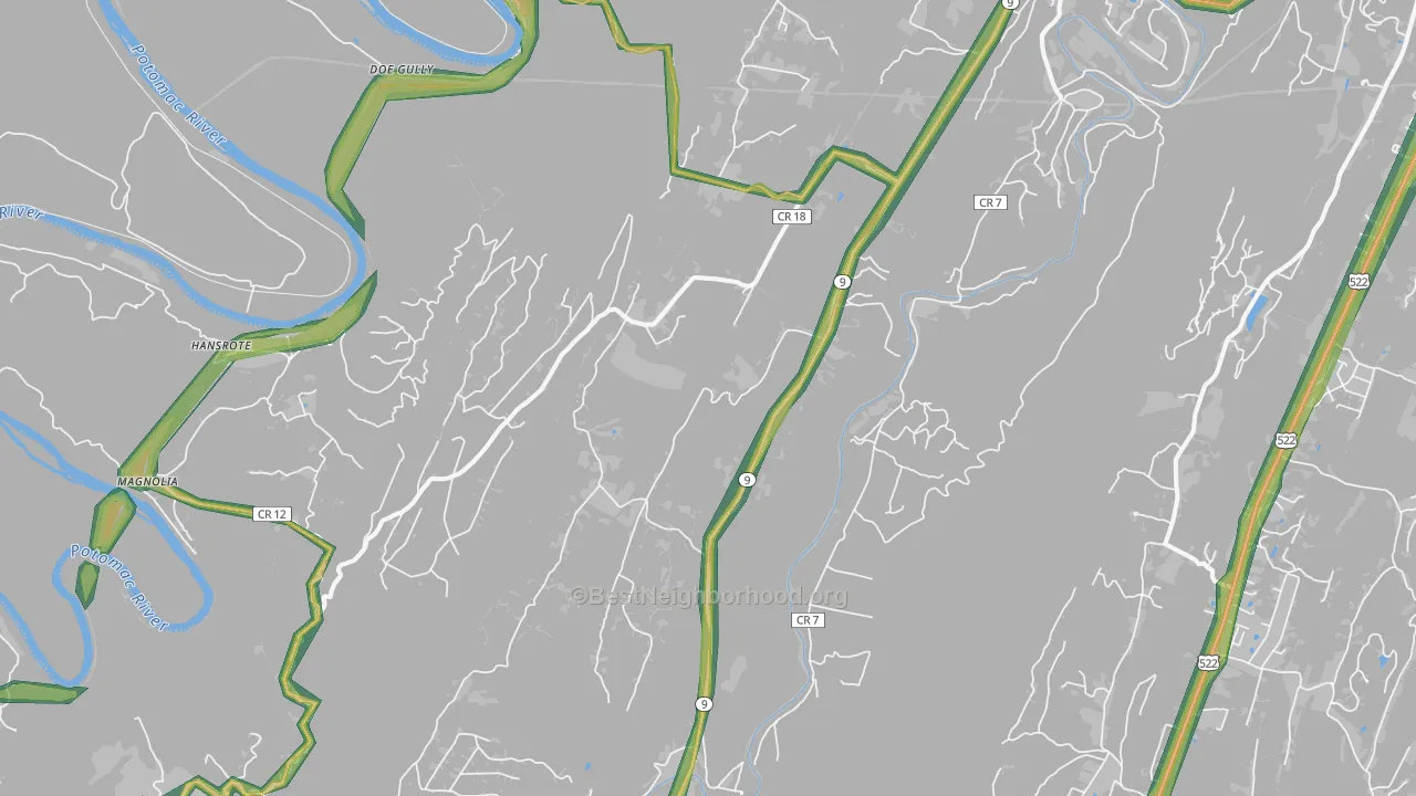 25422, WV Map of Noise Levels in 25422