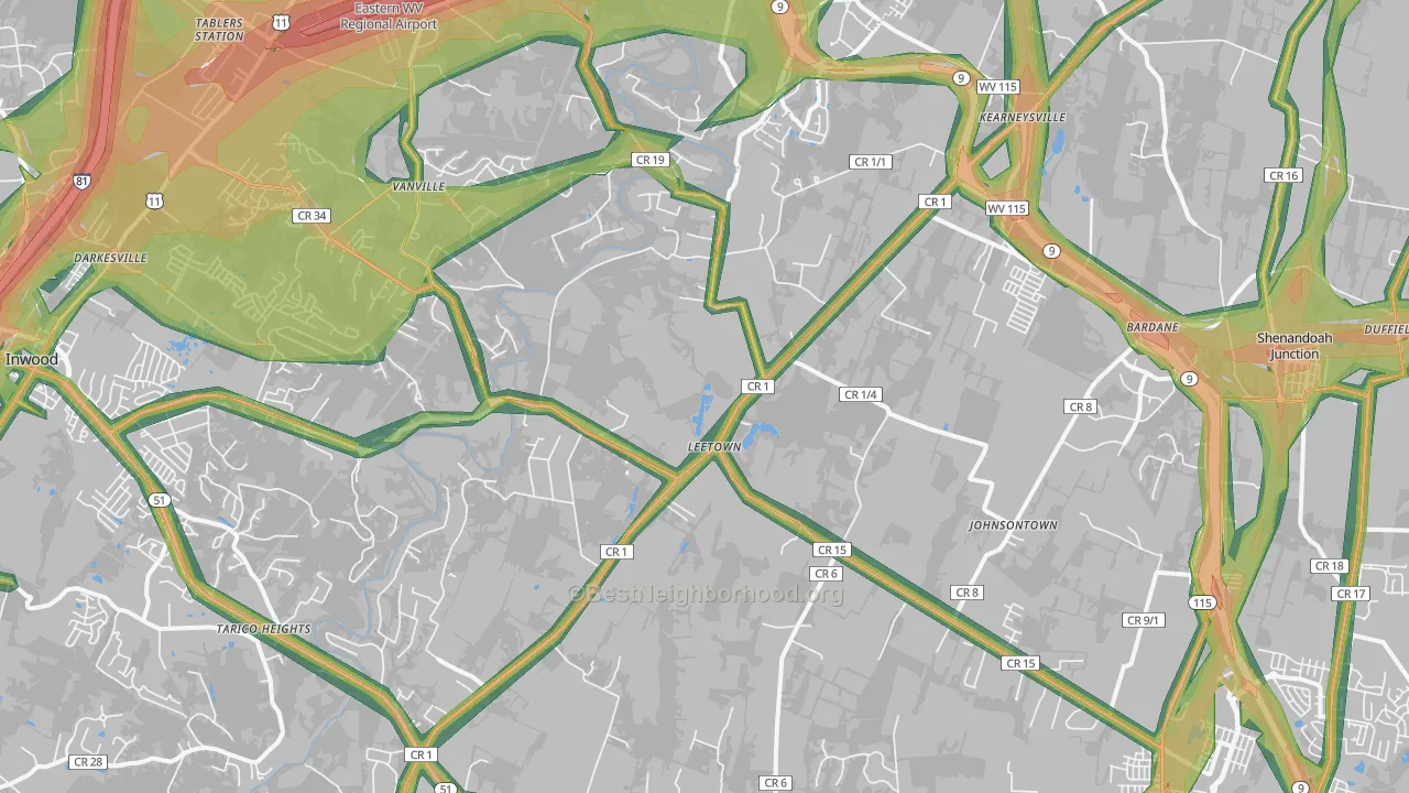 25430, WV Map of Noise Levels in 25430