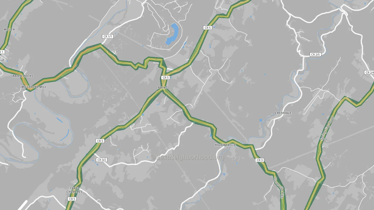 25437, WV Map of Noise Levels in 25437
