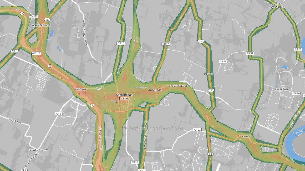 25442, WV Map of Noise Levels in 25442