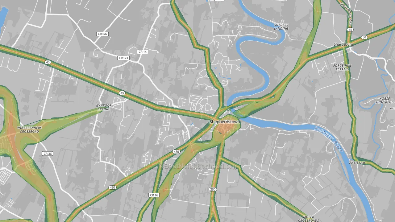 25443, WV Map of Noise Levels in 25443