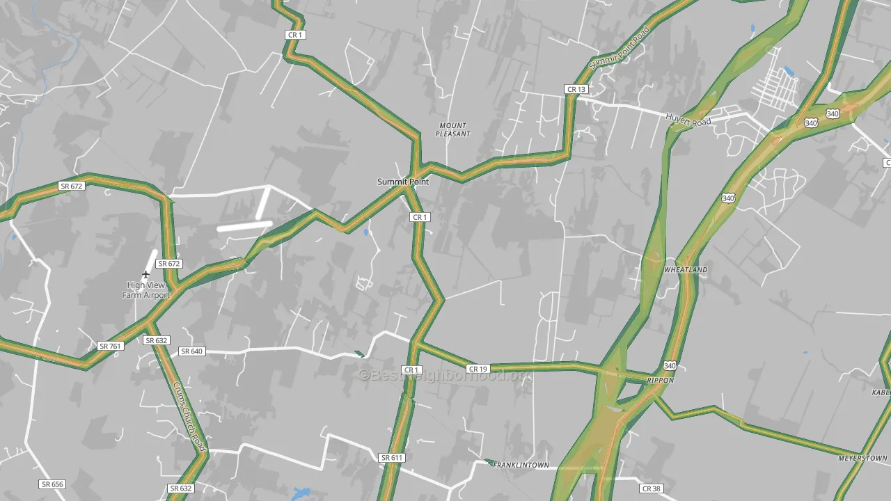 25446, WV Map of Noise Levels in 25446