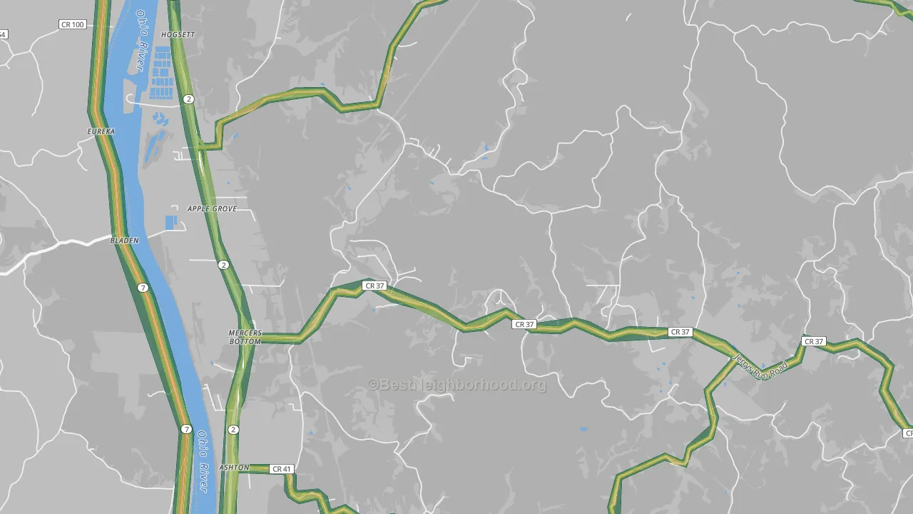 25502, WV Map of Noise Levels in 25502